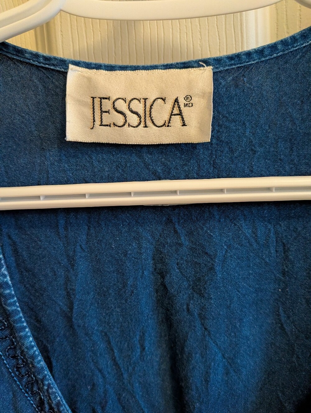 Vintage Jessica Embroidered Rayon Dress 💙 - Picture 3 of 4